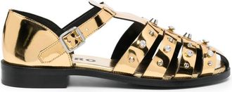 Sandro stud-detail caged sandals - women - Calf Leather/Calf Leather/Patent Calf Leather/Rubber - 38 - Gold