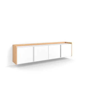Skraut Home Mueble tv efecto madera blanco y roble 207x35x50cm colgado