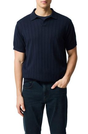 Rodd & Gunn Freys Crescent Rib Cotton Sweater Polo in Midnight at Nordstrom, Size Xx-Large