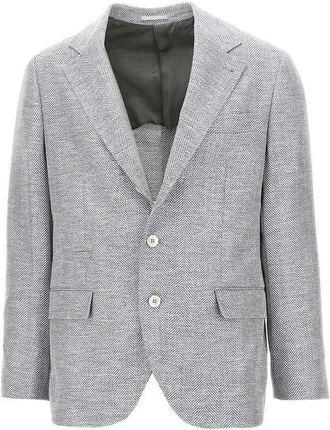 Brunello Cucinelli Chevron fabric single-breasted jacket Man 48