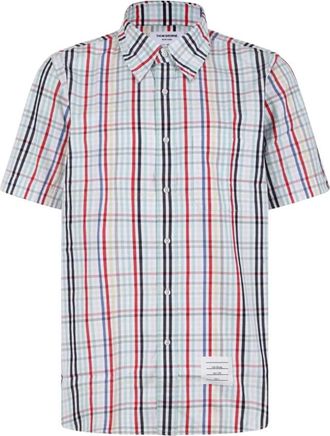 Thom Browne Popline Check Motif Shirt - Heren - Korte mouwen Overhemden - Veelkleurig - L - Katoen - Overhemden