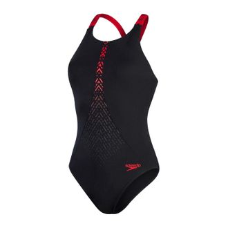 Speedo Azteeks eendelig zwempak voor dames (Zwart, Rood)