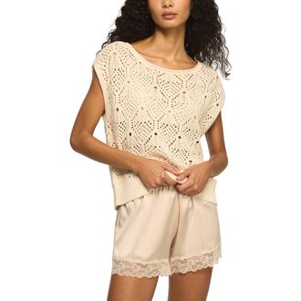 Lucky Brand Open Stitch Sweater in Whitecap Gray at Nordstrom, Size X-Large