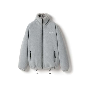 Miu Miu Fleece Down Jacket, Woman, Marble Gray, Size 40