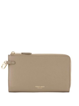 Giorgio Armani zip-around wallet - women - Bovine Leather/Bovine Leather - One Size - Neutrals