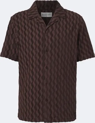Frescobol Carioca Terry-trimmed cotton-blend bowling shirt