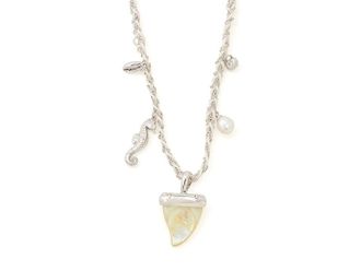Kendra Scott Oleana Seahorse Charm Womens Necklace Womens Necklace Silver Iridescent Abalone, Brass/Cubic Zirconia/Rhodium-Plated