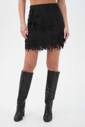 Trina Turk Rico Fringe Mini Skirt In Black
