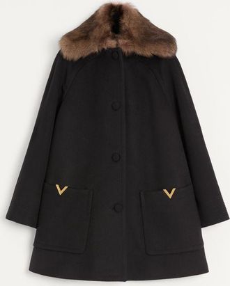 Valentino Cappotto In Wool Drap Donna NERO 38