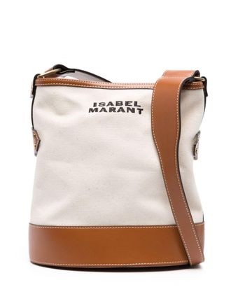 Isabel Marant Borsa a spalla Samara con ricamo - Marrone