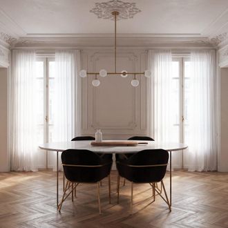 Maisons du monde L&aacute;mpara de techo de metal dorado y 6 globos opalinos An. 101 cm