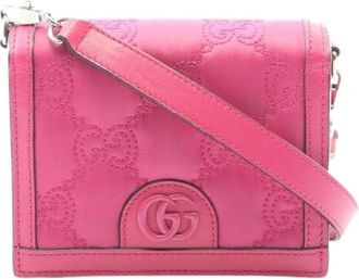 Gucci Pre-owned Cross Body Bags, female, Pink, Size: ONE SIZE Pre-owned GG Matelasse Nylon Leather Mini Shoulder Bag