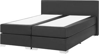 Beliani Beliani - Modern Faux Leather eu King Size Divan Bed 5ft3 Black President