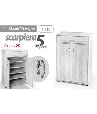 Trade Shop Trade Shop - Armario Zapatero 2 Puertas Cajon 5 Estantes Madera Blanco 95x63x33cm 770937