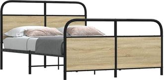 vidaXL Estructura De Cama Sin Colch&oacute;n Metal Roble Sonoma 137x190 Cm Vidaxl