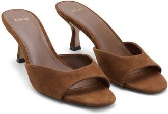 Mango Funnel Heel Slide Sandal in Leather at Nordstrom, Size 7.5Us