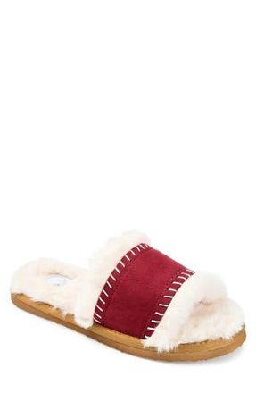 Journee Collection Mardie Faux Fur Slipper in Wine at Nordstrom Rack, Size 12