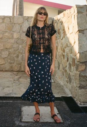 Ciao Lucia Pappilon Print Skirt In Navy