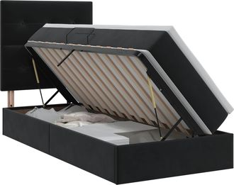 vidaXL Cama Con Almacenamiento Y Colch&oacute;n Negro 100 X 200 Cm Terciopelo Vidaxl