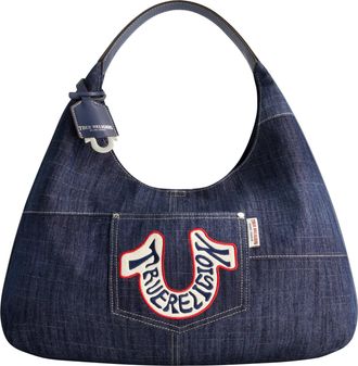 True Religion Retro Logo Denim Hobo Bag