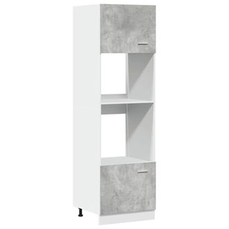 Berkfield Home Microwave Cabinet Lyon Concrete Grey 60x57x207 cm Engineered Wood | Size: 60 x 57 x 207 cm