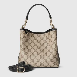 Gucci GG Emblem Small Bucket Bag, Beige, GG Canvas