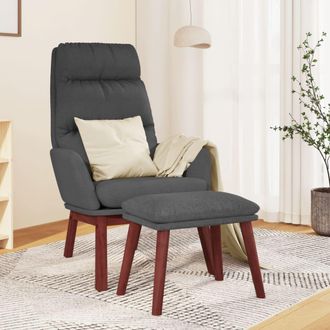 Nova Vidaxl Sill&oacute;n De Relax Con Taburete Tela Gris Oscuro