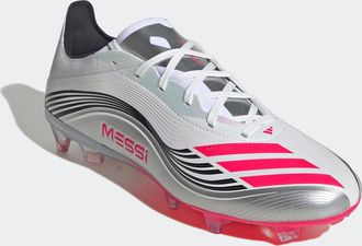 adidas Fussballschuh ADIDAS PERFORMANCE F50 MESSI PRO F&Uuml;R FESTE B&Ouml;DEN, Gr. 40, silber (cloud wei&szlig;, lucid rot, silber metallic), Synthetik, Textil, Schuhe Fus