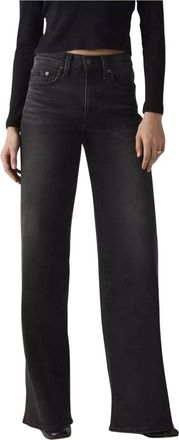 Levi's 728 High Rise Wide Leg Jeans - Dames - Loose Fit Jeans - Zwart - W28 L32 - Katoen - Jeans