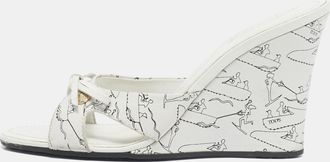 Tod's Tods White/white Leather Bow Wedge Sandals