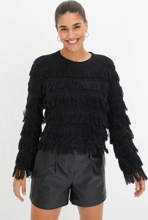 Bonprix Strickpullover BONPRIX, Damen, Gr. 48/50 (XL), schwarz, Obermaterial: 50% Baumwolle, 50% Polyacryl, l&auml;ssig geschnitten, Pullover Strickpullover, aus B