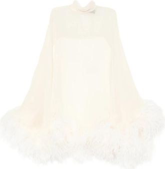 Taller Marmo Feather-detail High-neck Mini Dress