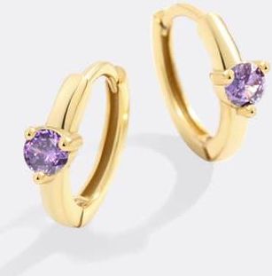 Mint & Lily Solitaire Birthstone Huggie Hoop Earrings in February Amethyst at Nordstrom
