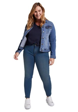 Tom Tailor Skinny-fit-Jeans TOM TAILOR PLUS, Damen, Gr. 44, N-Gr, blau (blau, denim), Denim/Jeans, Obermaterial: 91% Baumwolle, 7% Polyester, 2% Elasthan, Basic,