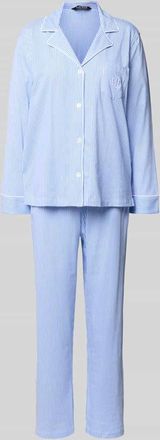 Lauren Ralph Lauren Pyjama mit Streifenmuster in Bleu, Gr&ouml;&szlig;e XL