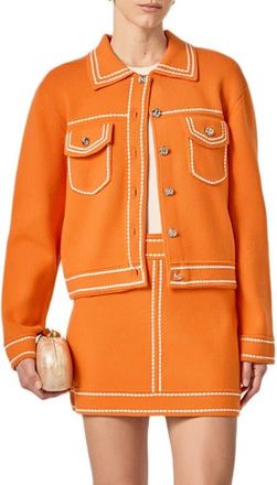 English Factory Denim Look Collared Cardigan in Orange at Nordstrom, Size X-Small