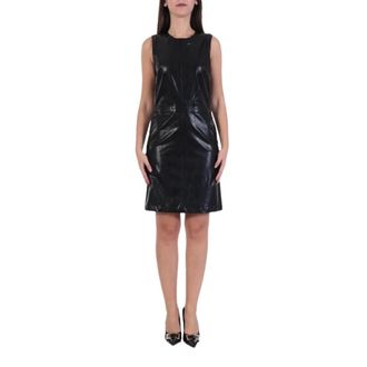 Michael Kors Fitted Faux Leather Dress - Dames - Korte kleedjes - Zwart - S - Polyester - Kleedjes
