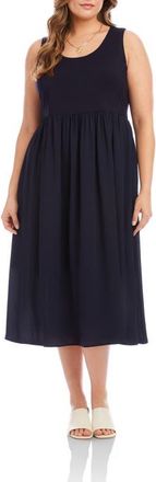Karen Kane Sleeveless Contrast Midi Dress in Navy at Nordstrom, Size 0X
