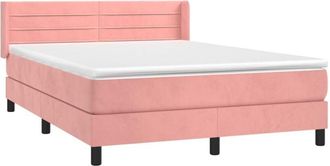 vidaXL Cama Box Spring Con Colch&oacute;n Terciopelo Rosa 140x200 Cm Vidaxl