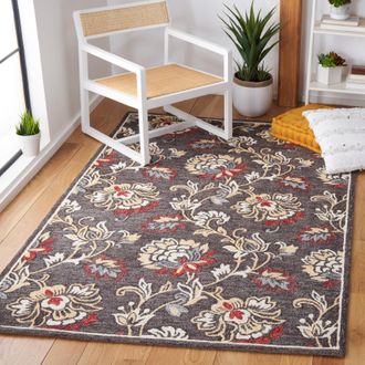 Safavieh Blossom Hand Made Area Rug, Dark Grey / Yellow Traditional Style Non-Shedding