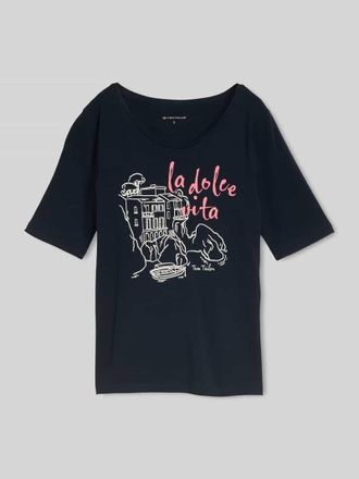 Tom Tailor Regular Fit T-Shirt aus Baumwoll-Mix mit Motiv-Print in Marine, Gr&ouml;&szlig;e XXXL