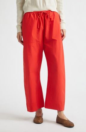 Leset Kyoto Cotton Drawstring Utility Crop Pants in Cerise at Nordstrom, Size X-Large