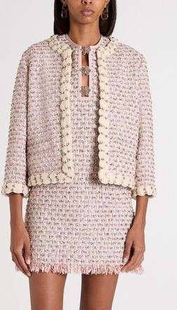 Valentino Garavani Embroidered Ribbon Tweed Jacket in Pink Multi at Nordstrom, Size 2 Us