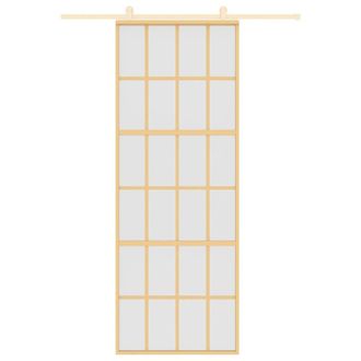 Berkfield Home Sliding Door Gold 76x205 cm Frosted ESG Glass & Aluminium
