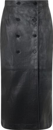 Alberta Ferretti Plong&eacute; Nappa Leren Rok - Dames - Leren & Su&egrave;de rokken - Zwart - M - Leer - Rokken