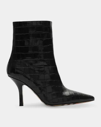 Burberry Dame 90MM Crocodile-Embossed-Leather Ankle Boots