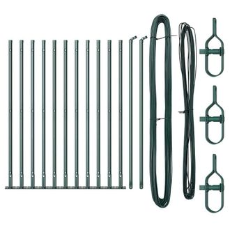 Berkfield Home Fence Posts Set Set of 13 Green Concrete, Metal 3.2 x 3.2 x 90 cm