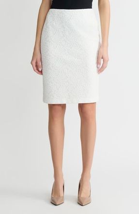 Kasper Lace Zip Pencil Skirt in Lily White at Nordstrom, Size 14