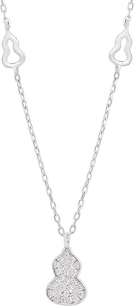 Savvy Cie Jewels RHODIUM PLATED GUITAR PENDANT WITH WHITE CZ NECKLACE