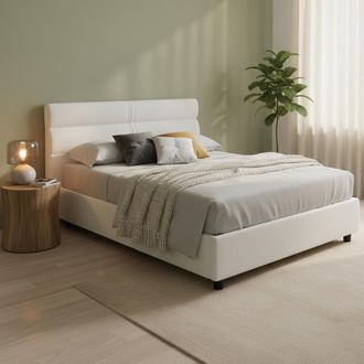 Dmora Cama Matrimonial Briatico, Con Colch&oacute;n Incluido, Desenfundable Hecha En Italia, Con Caj&oacute;n, Blanca